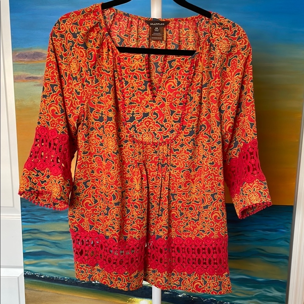Multiples 3/4 Sleeve Embellished Blouse